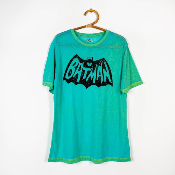 Batman Mens Womens Unisex Green Burnout T-Shirt Size L 42-44 - Picture 1 of 3